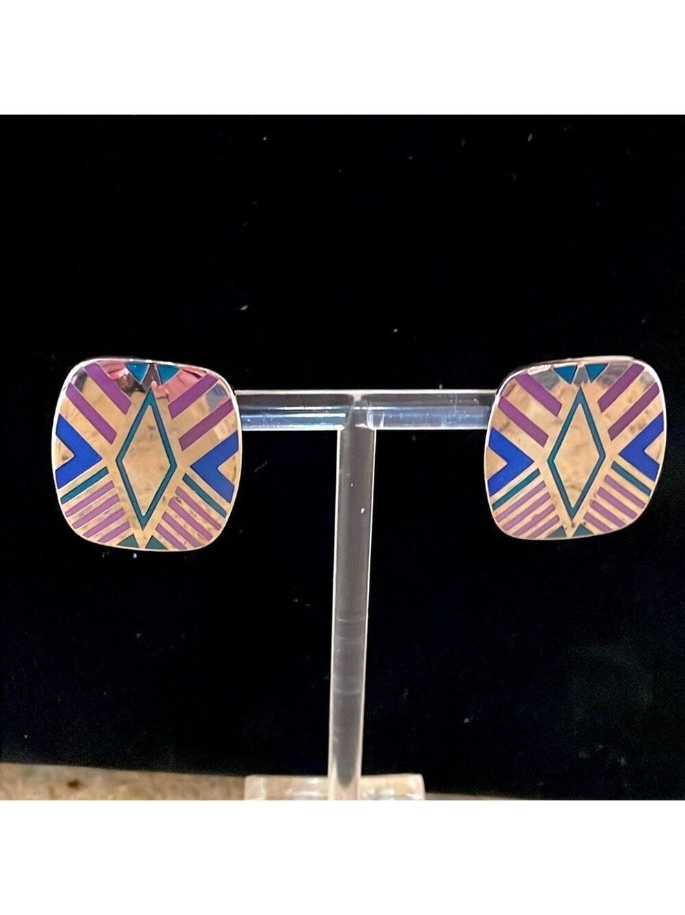 Laurel Burch Quintessence Geomtric post pierced earrings